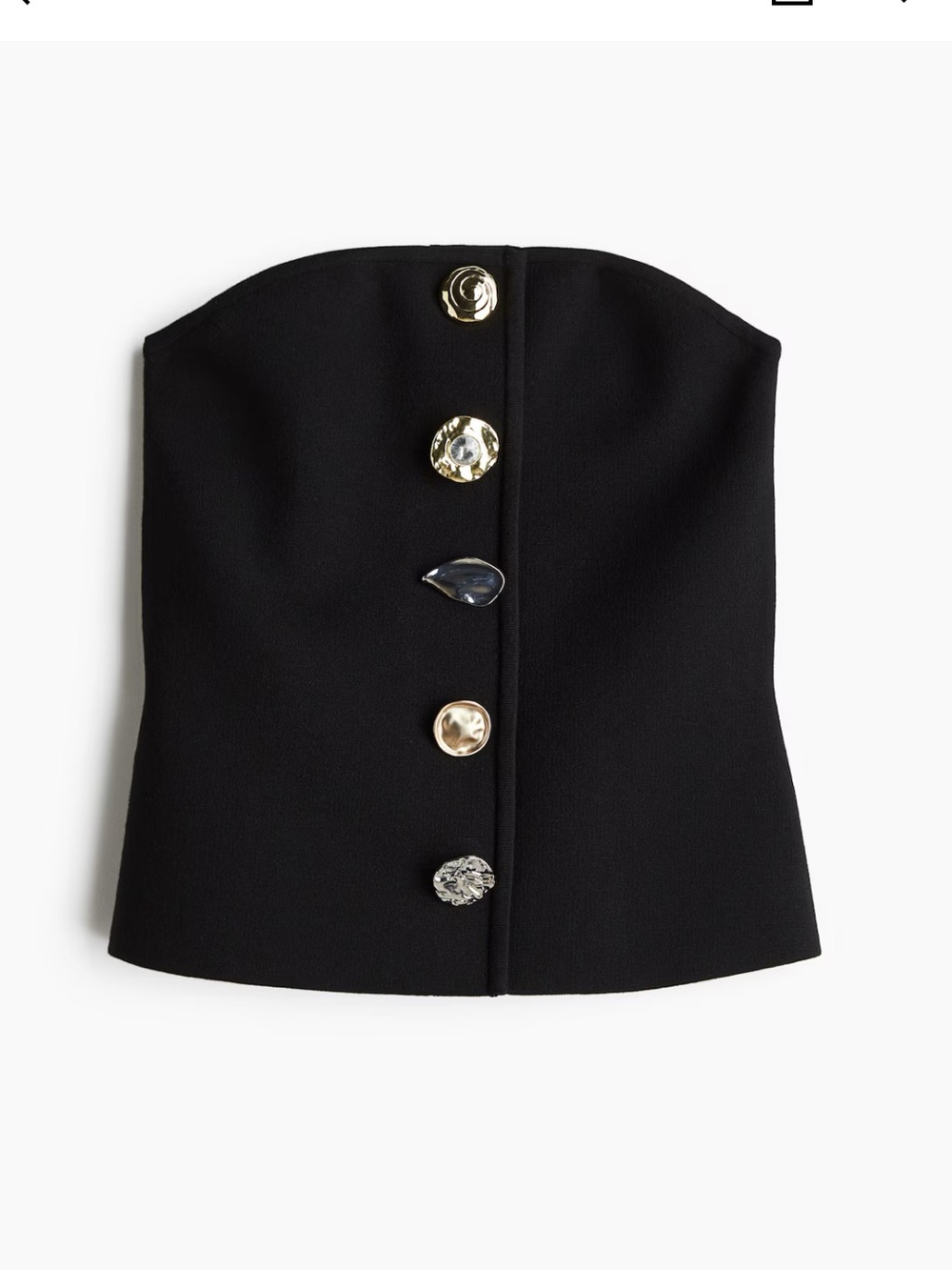 H&M Black Strapless Corset Top with Statement Buttons new with tags size small